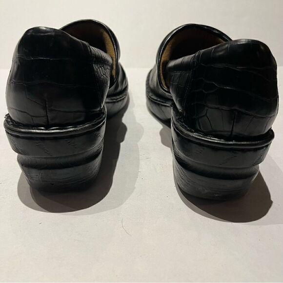 BOC Women's Heeled Slip On Clogs  Black Size 11M Embossed - Picture 5 of 10